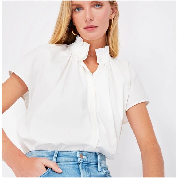 Tuckernuck White Ruffle Neck Blouse - Picture 3 of 10